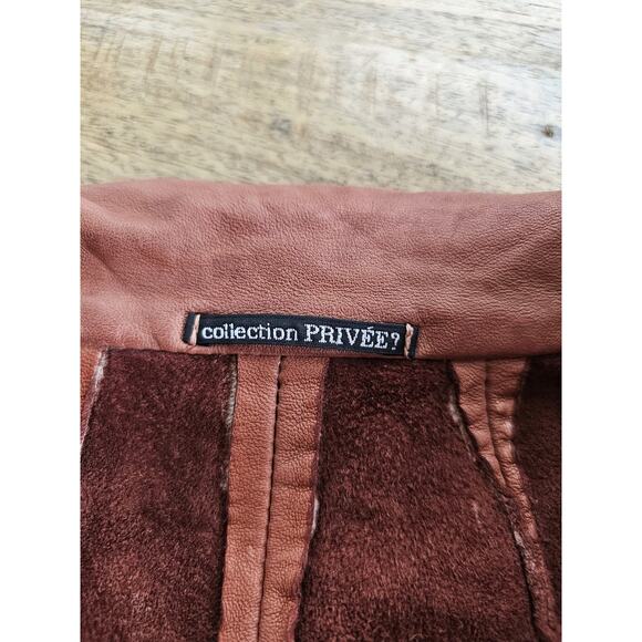 Collection Privee Pelle Leather Jacket Womens Size 42/6 Made In Italy Brown - Picture 16 of 16